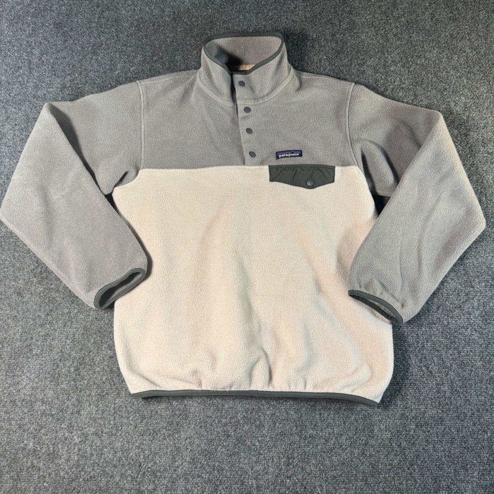 Patagonia Synchilla Snap-T Fleece Pullover Grey Cream Colorblock Womens Small